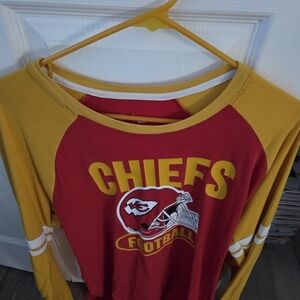 Chiefs Football Red and Yellow Dri-fit Nike Long Sleeve Mens L
